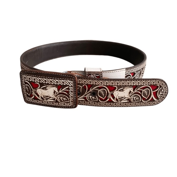 Unisex Belt Cinto Vaquero Charro Belt Set w/ Phone Case Made in Mexico - Picture 2 of 3